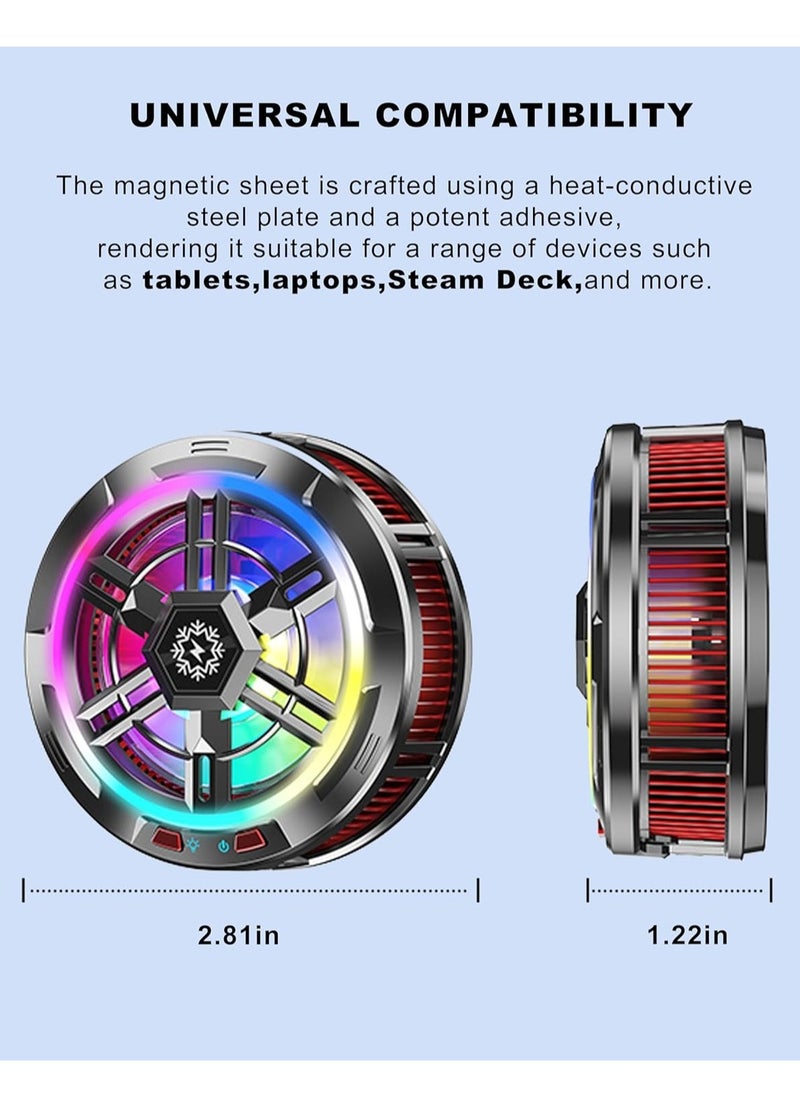 RECTO iPad Cooler with Elastic Silicone Buckle,Magnetic Tablet Cooler for ipad/Surface/Samsung Tab/Steam Deck,Magnetic Phone Cooler,Ipad Cooling Fan with Gaming Light for Mobile Gaming, Live Streaming  - Image 2