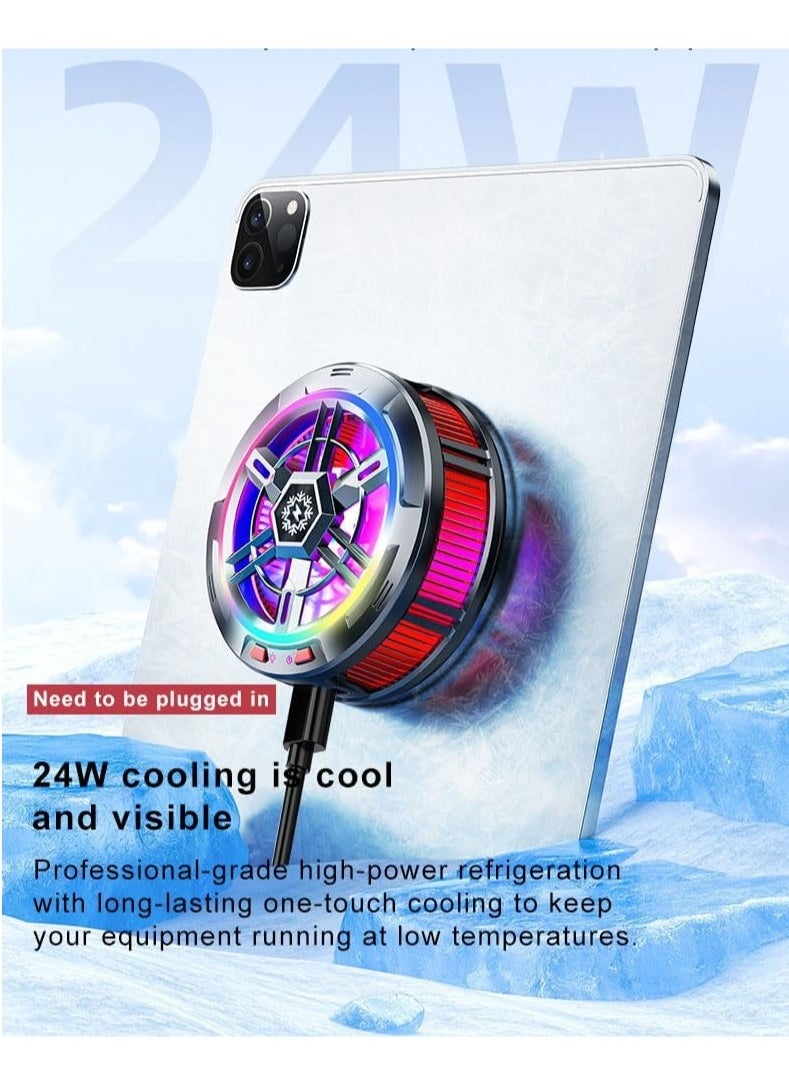 RECTO iPad Cooler with Elastic Silicone Buckle,Magnetic Tablet Cooler for ipad/Surface/Samsung Tab/Steam Deck,Magnetic Phone Cooler,Ipad Cooling Fan with Gaming Light for Mobile Gaming, Live Streaming  - Image 3