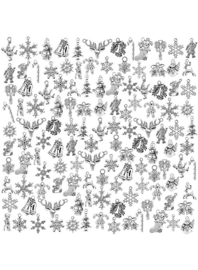 Konsait 120Pack Christmas Charms Bulk Antique Silver Pendants Christmas Pendant Accessory Mixed Craft Supplies Beads Pendants For Necklace Bracelet Jewelry Making Crafting And Christmas Ornaments - Image 1