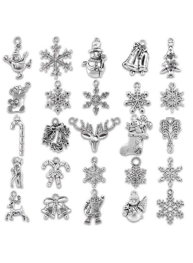 Konsait 120Pack Christmas Charms Bulk Antique Silver Pendants Christmas Pendant Accessory Mixed Craft Supplies Beads Pendants For Necklace Bracelet Jewelry Making Crafting And Christmas Ornaments - Image 3