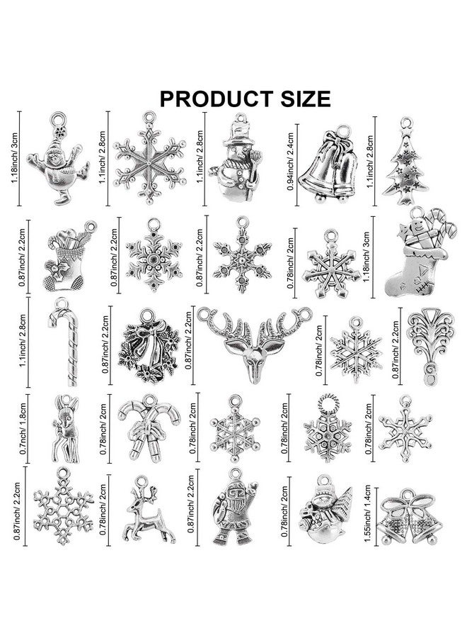 Konsait 120Pack Christmas Charms Bulk Antique Silver Pendants Christmas Pendant Accessory Mixed Craft Supplies Beads Pendants For Necklace Bracelet Jewelry Making Crafting And Christmas Ornaments - Image 2