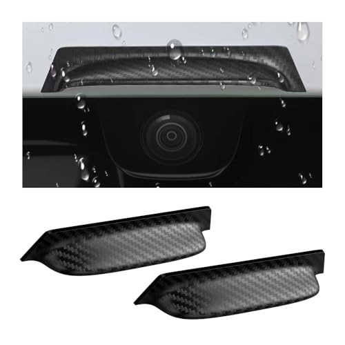 VKQTS 2PCS Backup Camera Rain Shield,Carbon Fiber Backup Camera for Car Anti-Rain Cover for Clear Rear View,Universal Reverse Cameras for Car Rain Cover Fits Cars/SUVs/Trucks (Black/2PCS) - Image 1