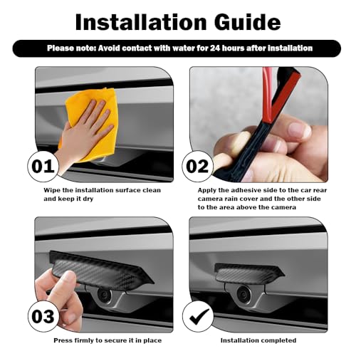 VKQTS 2PCS Backup Camera Rain Shield,Carbon Fiber Backup Camera for Car Anti-Rain Cover for Clear Rear View,Universal Reverse Cameras for Car Rain Cover Fits Cars/SUVs/Trucks (Black/2PCS) - Image 5