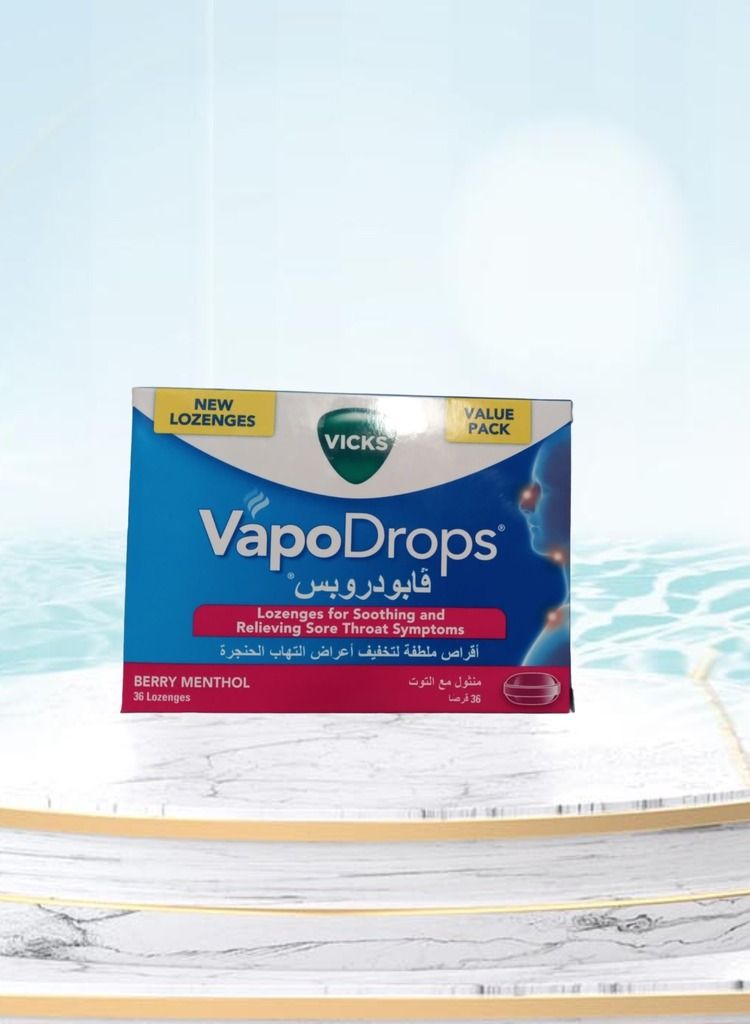 Vicks Vapo Drops for Relieving Sore Throat Berry Menthol 36 Lozenges 