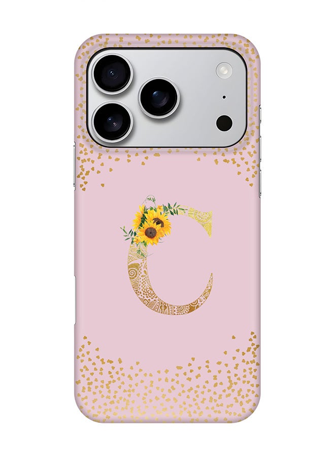 Stylizedd For iPhone 17 Pro,Case, [Compatible with MagSafe] Magnetic cover Slim fit Protection Matte, - Custom Floral Monogram - C  (Pink )