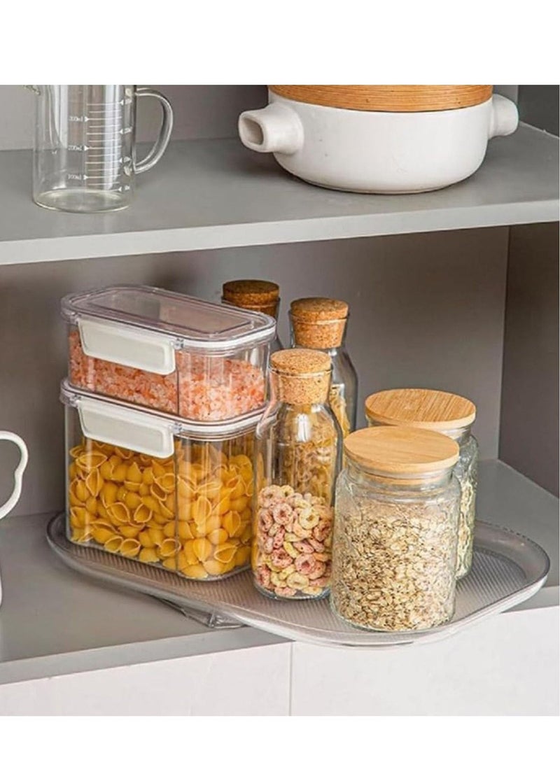 Refrigerator Turntable Organizer, Clear Rectangular Fridge Organizer Storage for Kitchen Pantry Cabinet Fridge Undersink,Cabinet, Table, Pantry, Kitchen, Countertop - Image 2