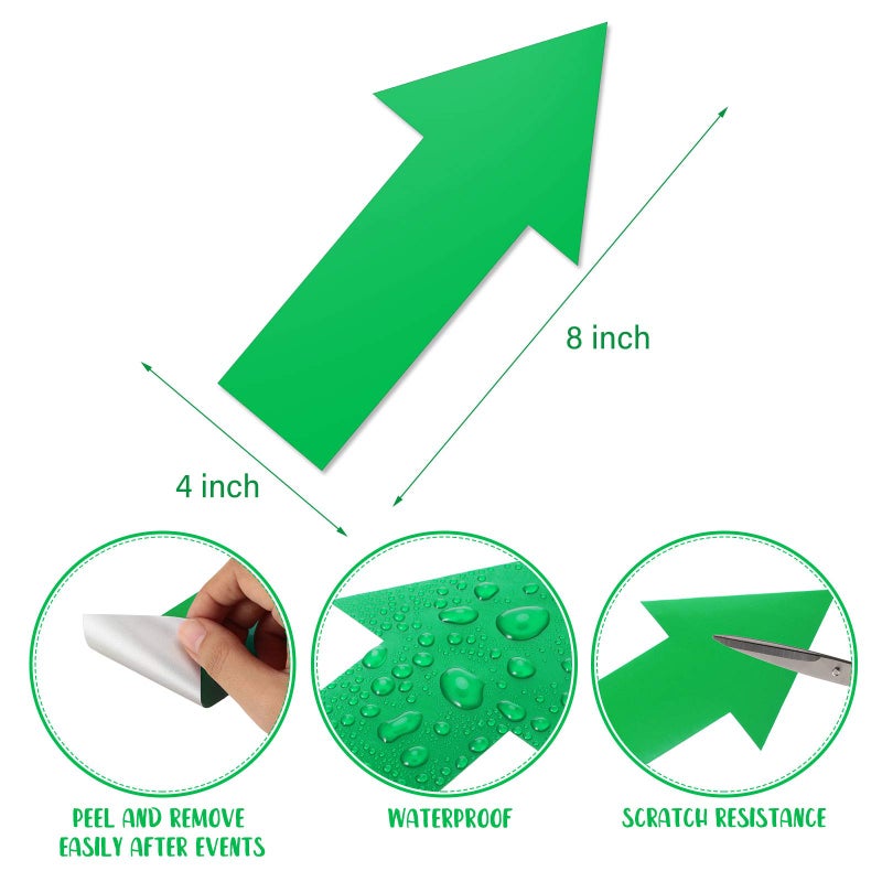 Outus 40 Pieces 8 Inch Arrow Sticker  Directional Arrow Sign Removable Adhesive Arrow Floor Decal Waterproof Arrow Marking Arrows Safe Road Instructions Sticker (Green) - Image 3