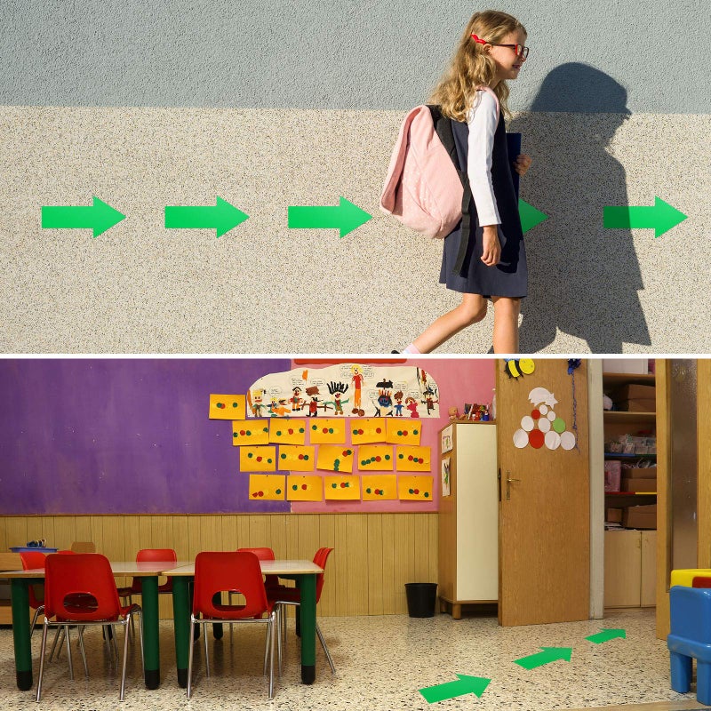 Outus 40 Pieces 8 Inch Arrow Sticker  Directional Arrow Sign Removable Adhesive Arrow Floor Decal Waterproof Arrow Marking Arrows Safe Road Instructions Sticker (Green) - Image 2