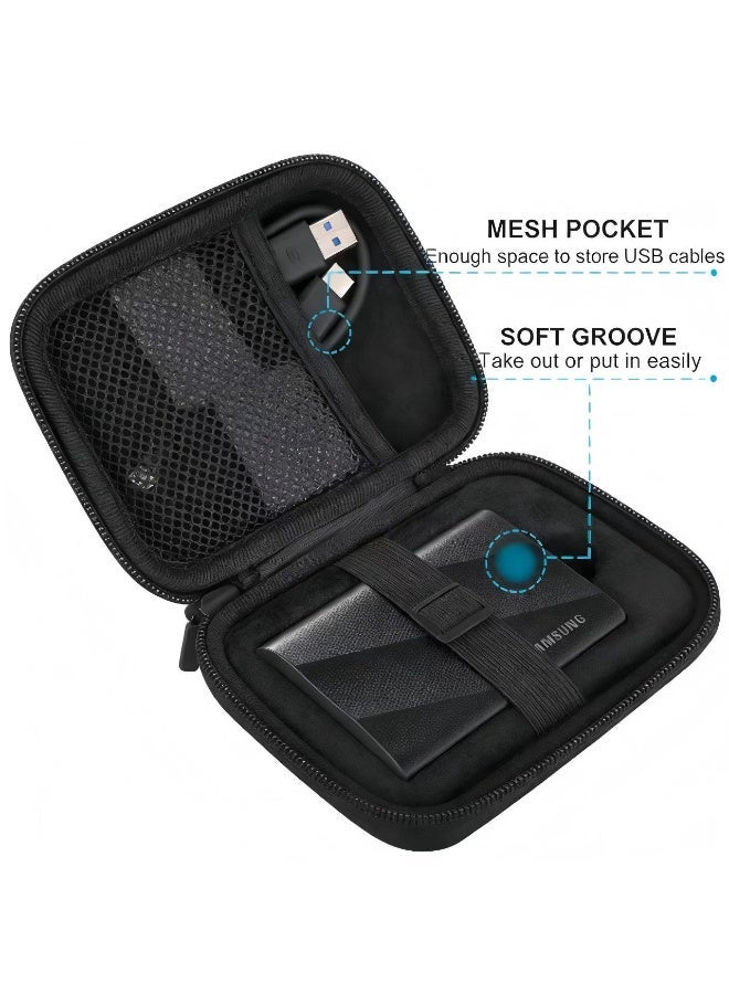 Hard Carrying Case for Samsung T9 Portable Solid State Drives 1TB 2TB 4TB USB 3.2 External SSD Hard EVA Shockproof Storage Travel Bag, Black+Black - Image 2