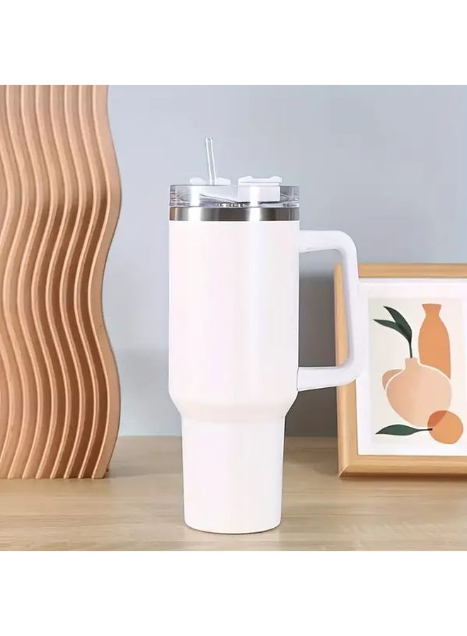 Grey 40oz Stainless Steel Insulated Tumbler With Handle And Straw Large Capacity For Car Travel Durable - Image 5