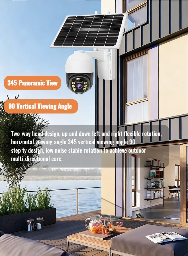 نار كاميرا مراقبة خارجية تعمل بالطاقة الشمسية ومزودة بشريحة SIM 4G، كاميرا مراقبة CCTV بدقة 4K HD، مقاومة للماء بمعيار IP65، دوران أفقي 345 درجة، كاميرا PIR عالية الدقة، بطارية مدمجة، مراقبة خارجية بدون كهرباء أو إنترنت - أسود، شريحة SIM 4G LTE (العبوة مزودة بشريحة SIM 4G LTE وبطاقة ذاكرة TF سعة 64 جيجابايت) - Image 3