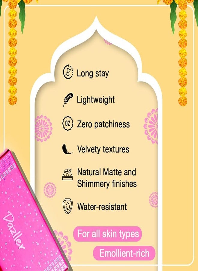 DAZLLER طقم دازلر غراند غلام - لون بشرة متوسط، مجموعة مكياج شاملة مع برايمر، فاونديشن سائل، كاجال، ماسكارا، ظلال عيون والمزيد، تدوم طويلاً، خفيف الوزن، مقاوم للماء، مناسب لجميع أنواع البشرة - Image 2