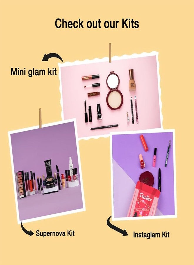 DAZLLER طقم دازلر غراند غلام - لون بشرة متوسط، مجموعة مكياج شاملة مع برايمر، فاونديشن سائل، كاجال، ماسكارا، ظلال عيون والمزيد، تدوم طويلاً، خفيف الوزن، مقاوم للماء، مناسب لجميع أنواع البشرة - Image 5