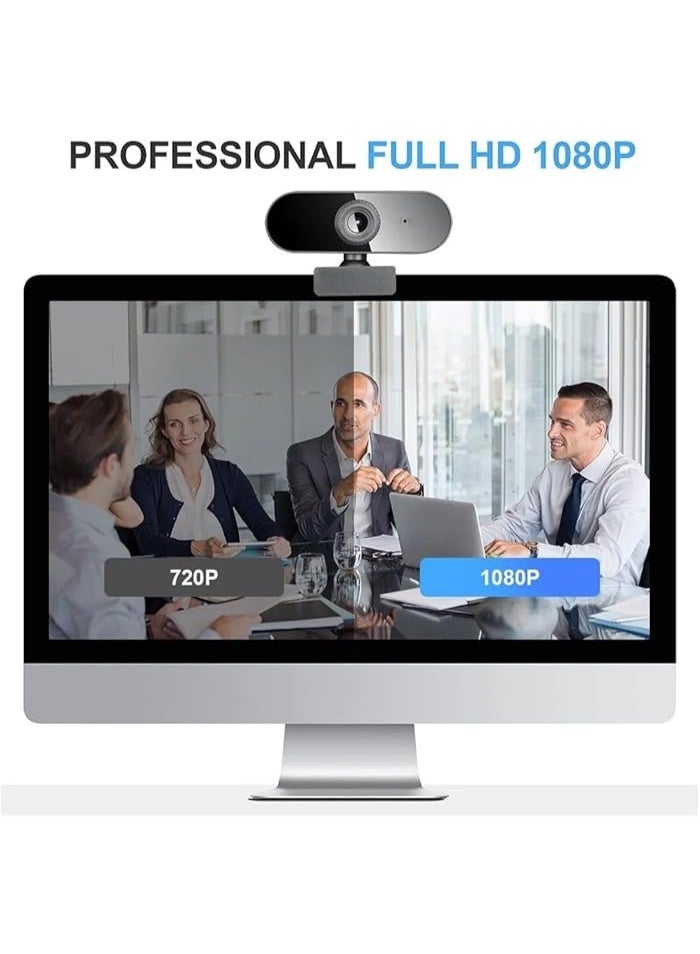 HD Webcam 1080p with Microphone – USB Plug & Play, Auto Focus, Noise Reduction – for Laptop & Desktop Video Calls and Streaming - Image 4