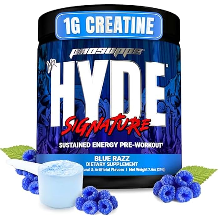 PROSUPPS Mr. Hyde Signature Pre Workout Powder with Creatine, Beta Alanine & Caffeine - Performance, Energy & Endurance - Clean Fitness & Gym Supplements for Men & Women (Blue Razz, 30 Servings) - Image 1