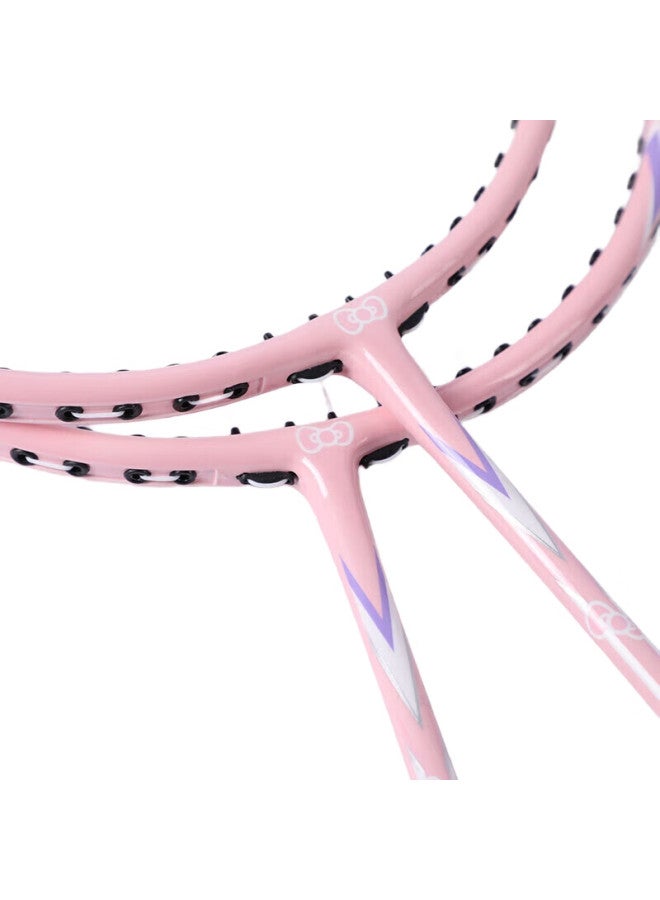 Mesuca Badminton Racket, Ultra-Light Carbon Fiber Pair, Carbon Fiber Entry-Level Training Rackets For Women, One Pair - Hello Kitty - Image 2