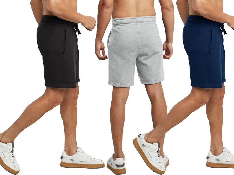 hotfits Men's Casual Cotton Regular Shorts All Season Soft Feel Fabric Regular Shorts,Workout Shorts, Elastic Waist Running Shorts with 2 Side Pockets - Pack of 3 -XXL - Image 4