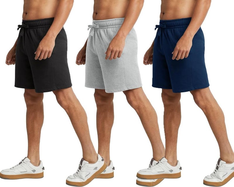hotfits Men's Casual Cotton Regular Shorts All Season Soft Feel Fabric Regular Shorts,Workout Shorts, Elastic Waist Running Shorts with 2 Side Pockets - Pack of 3 -XXL - Image 2