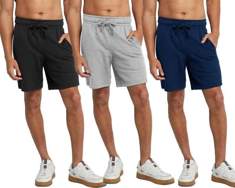 hotfits Men's Casual Cotton Regular Shorts All Season Soft Feel Fabric Regular Shorts,Workout Shorts, Elastic Waist Running Shorts with 2 Side Pockets - Pack of 3 -XXL - Image 5