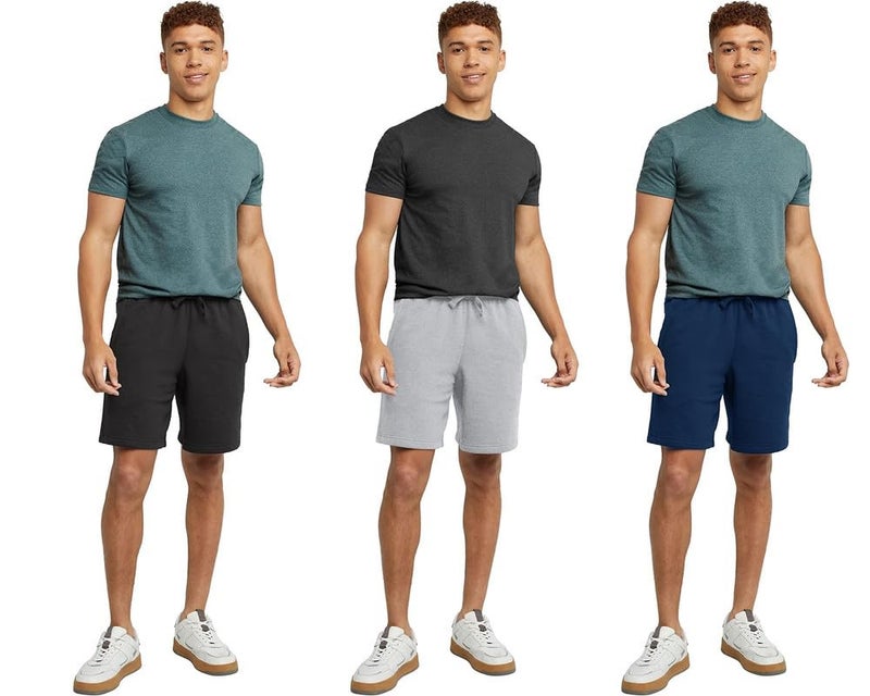 hotfits Men's Casual Cotton Regular Shorts All Season Soft Feel Fabric Regular Shorts,Workout Shorts, Elastic Waist Running Shorts with 2 Side Pockets - Pack of 3 -XXL - Image 3