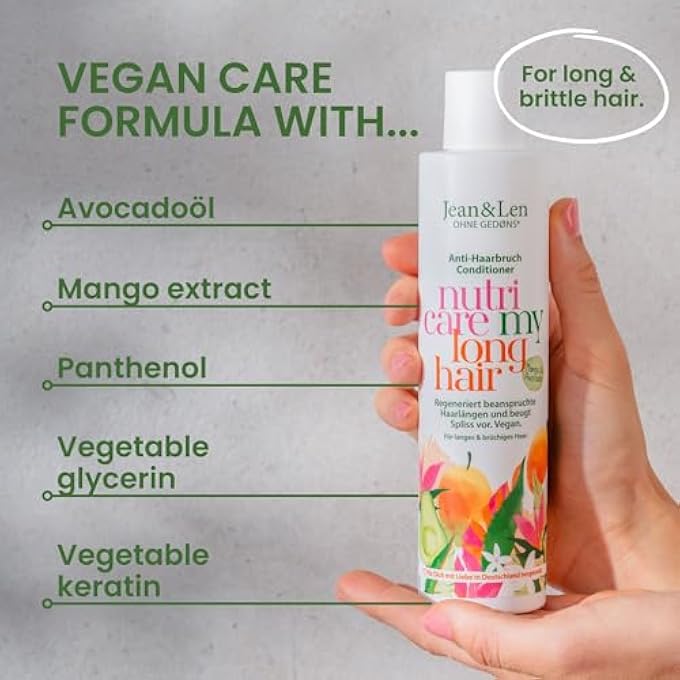 Jean & Len NUTRI CARE MANGO & AVOCADO CONDITIONER FOR LONG & DAMAGED HAIR, PREVENTS HAIR BREAKAGE, IMPROVES MOISTURE RETENTION, PARABENS & SILICONES, VEGAN, 300 ML - Image 2