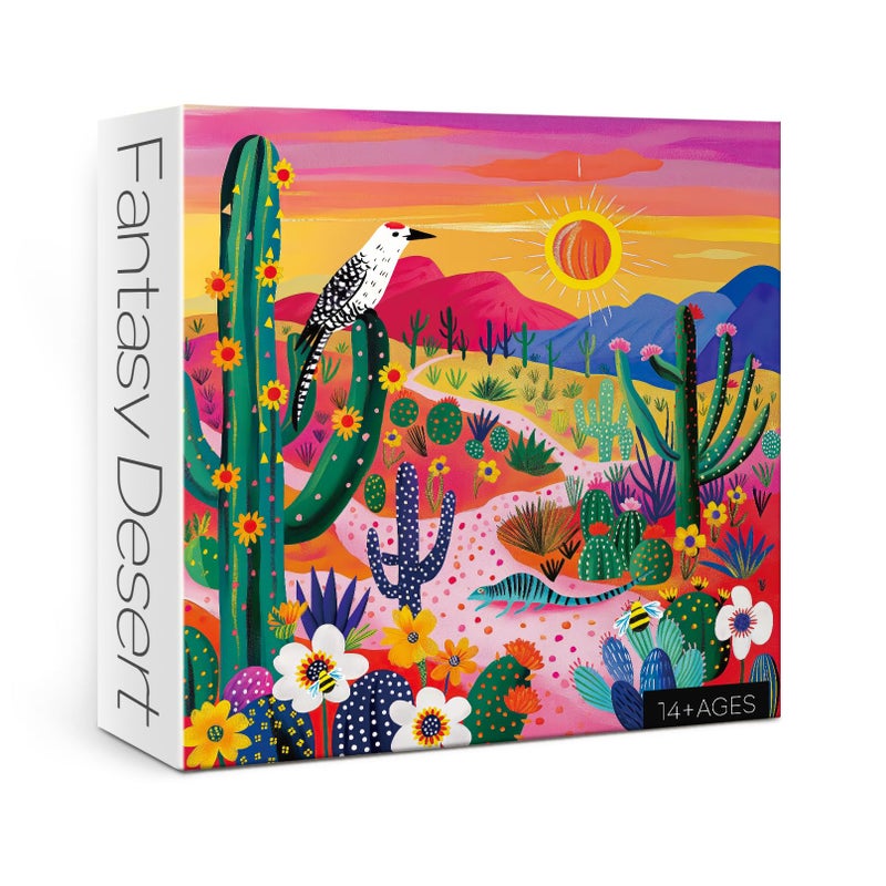 BBOLDIN Colorful Succulent Desert Puzzles for Adults 1000 Pieces, Nature Plant Cactus Jigsaw Puzzles, Bird Art Fantasy Puzzles - Image 1