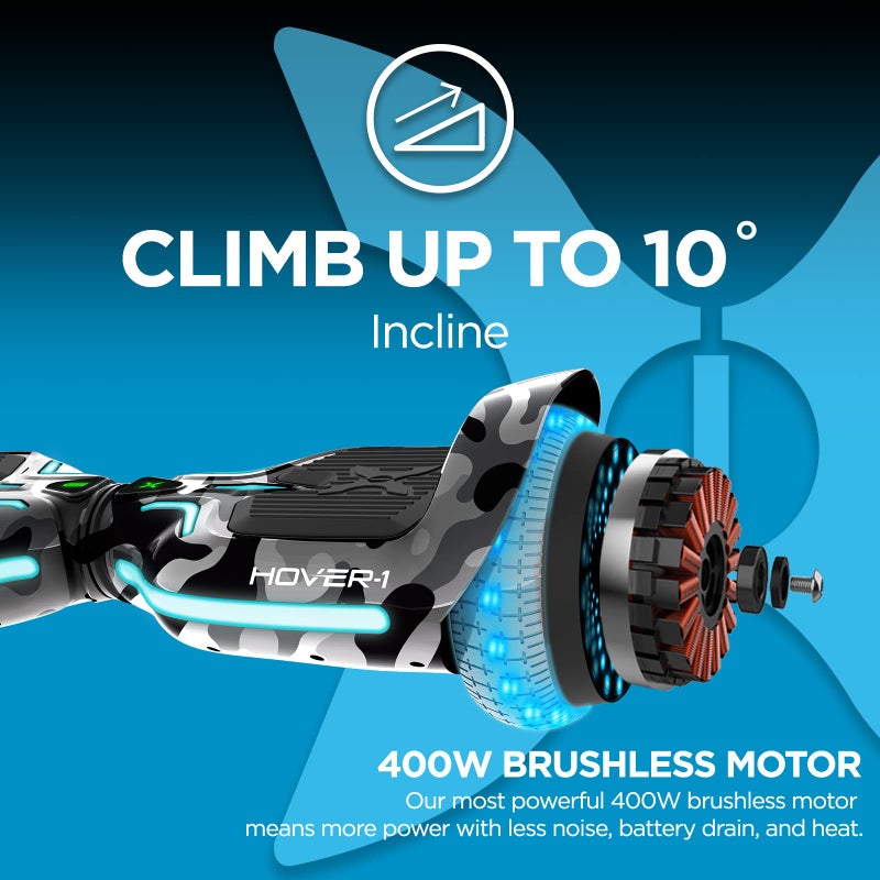 Hover-1 i100 Electric Hoverboard | 7MPH Top Speed, 6 Mile Range, 5HR Full-Charge, Built-In Bluetooth Speaker, Rider Modes: Beginner to Expert, Camo - Image 3