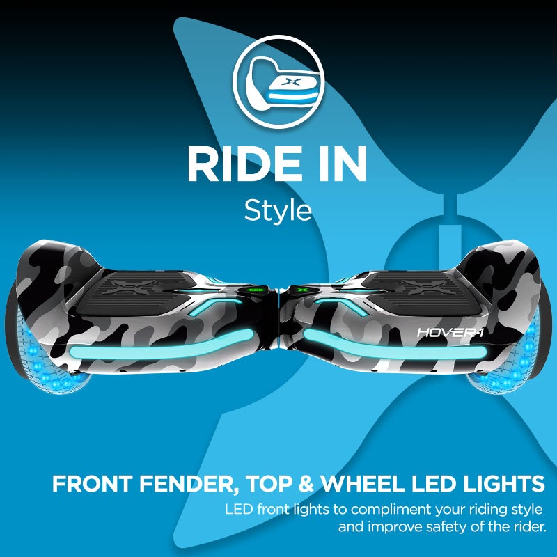 Hover-1 i100 Electric Hoverboard | 7MPH Top Speed, 6 Mile Range, 5HR Full-Charge, Built-In Bluetooth Speaker, Rider Modes: Beginner to Expert, Camo - Image 5