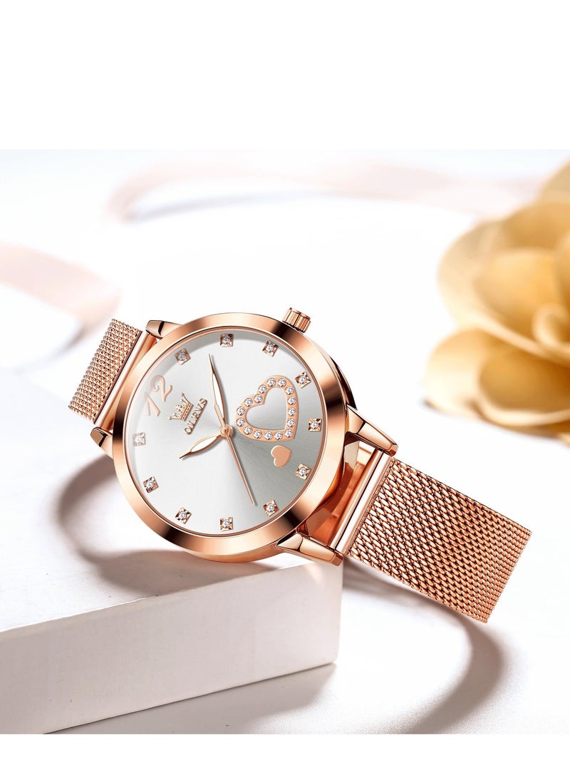 أوليفز ساعة OLEVS النسائية كوارتز على شكل قلب 5189 - Image 5