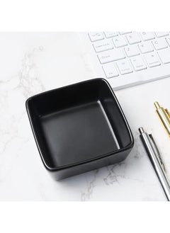 Generic Ceramic Paper Clip Holder for Desk Cute Paperclips Dispenser 3.5Inch Square Paper Clips Organizer Binder Clip Holder (Black Paper Clip Holder)  - Image 4