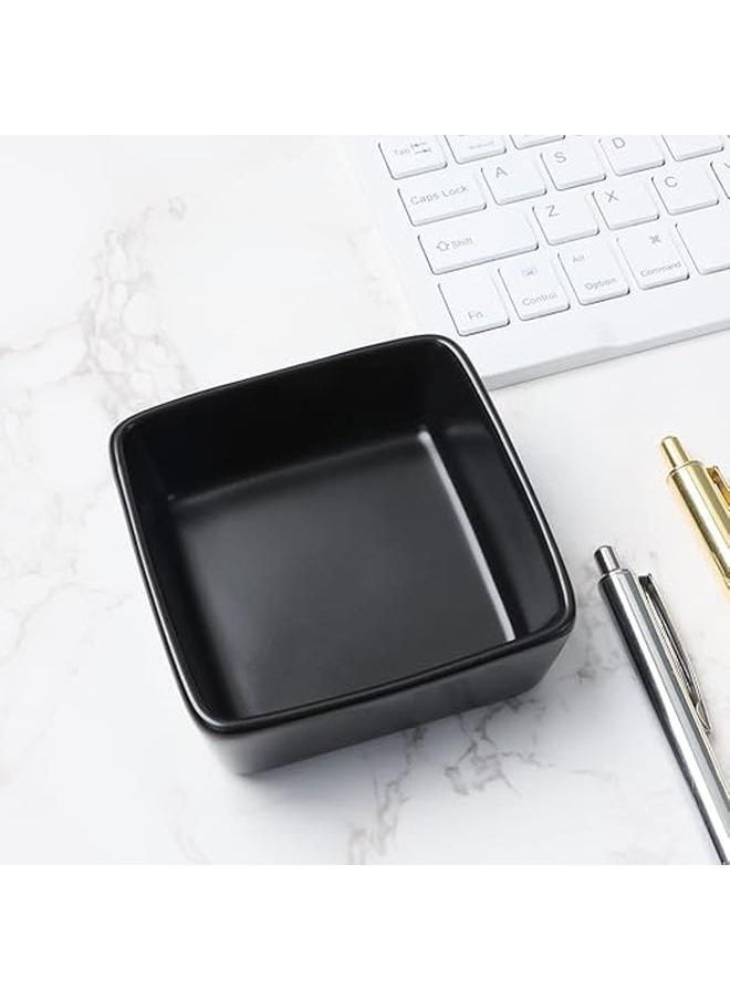 Generic Ceramic Paper Clip Holder for Desk Cute Paperclips Dispenser 3.5Inch Square Paper Clips Organizer Binder Clip Holder (Black Paper Clip Holder)  - Image 4