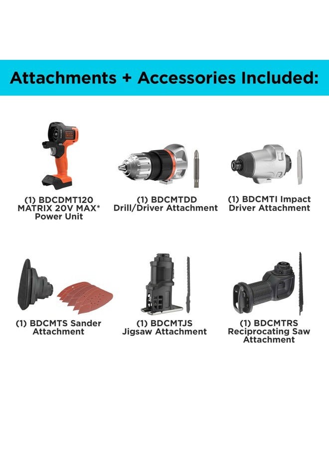 BLACK+DECKER MATRIX 20V MAX* Cordless 8-Tool Combo Kit with Storage Case (BDCDMT1208KITC1) - Image 2