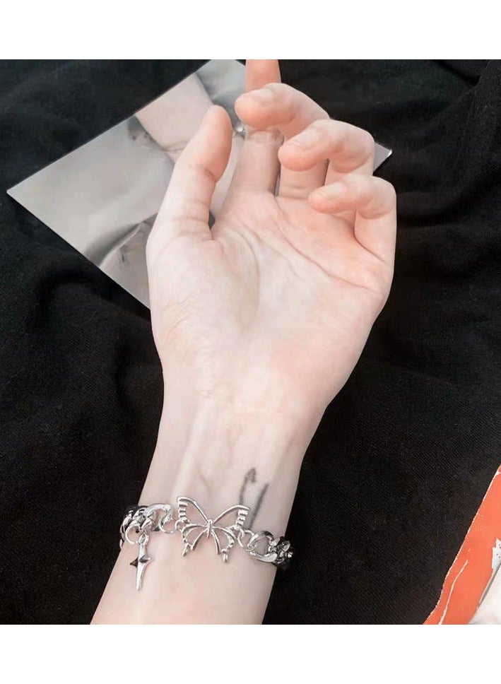 Goolsky Butterfly & Star Charm Cuban Chain Bracelet – Vintage Luxe Indie Design for Women - Image 3