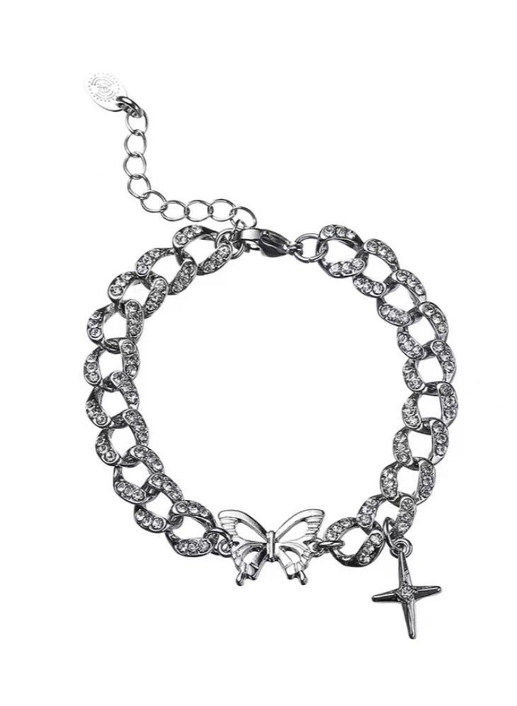 Goolsky Butterfly & Star Charm Cuban Chain Bracelet – Vintage Luxe Indie Design for Women - Image 4