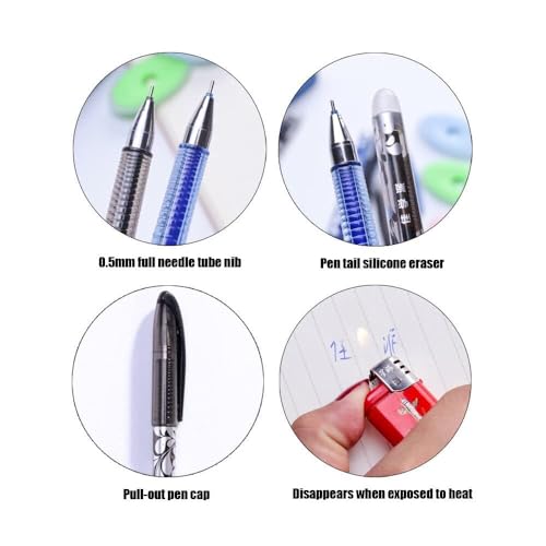 ARROLLIANT Blue Ink Erasable Gel Pen Set with attached Magic Wipe Eraser Gel Pen 0.35mm Pack of (8) - Image 5