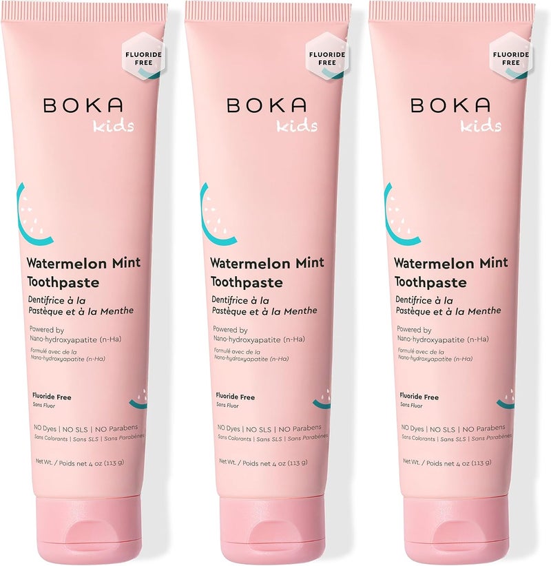 Boka Kids Watermelon Mint Fluoride Free Toothpaste - 4 oz, 3 Pack - Image 1