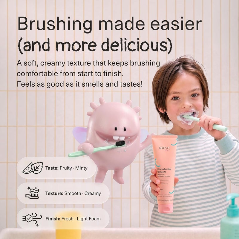Boka Kids Watermelon Mint Fluoride Free Toothpaste - 4 oz, 3 Pack - Image 3