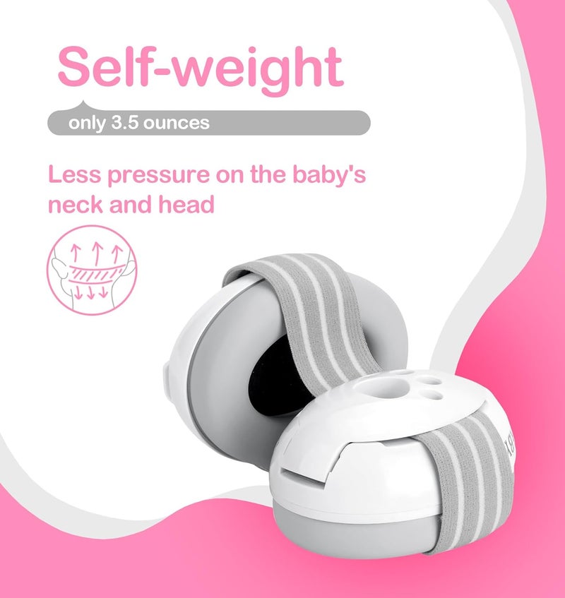Hocazor HZ001 Baby Hearing Protection - CE & CPC Certified for Babies up to 36 Months - with Replacement Headband Baby Earmuffs Ear Protection for Airplane, Firework Show - White - Image 4