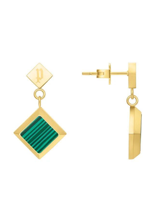 بوليس Blatant Earring for Women Gold Plating with Malachite