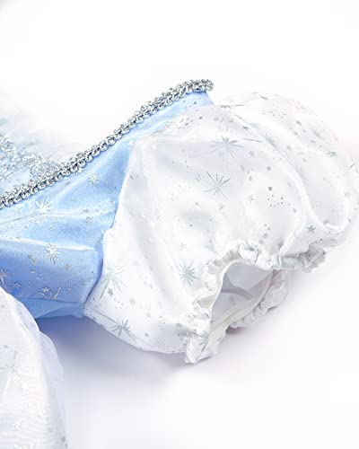 TYHTYM Cinderella Costumes Girl Dress Up Puffy Sleeves Pageant Party Halloween Fancy Ball Gown (6-7T, Blue) - Image 5