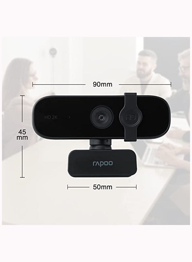 Rapoo Webcam USB2.0 HD 2K With Mic Black - Image 3