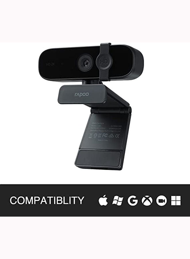 Rapoo Webcam USB2.0 HD 2K With Mic Black - Image 4