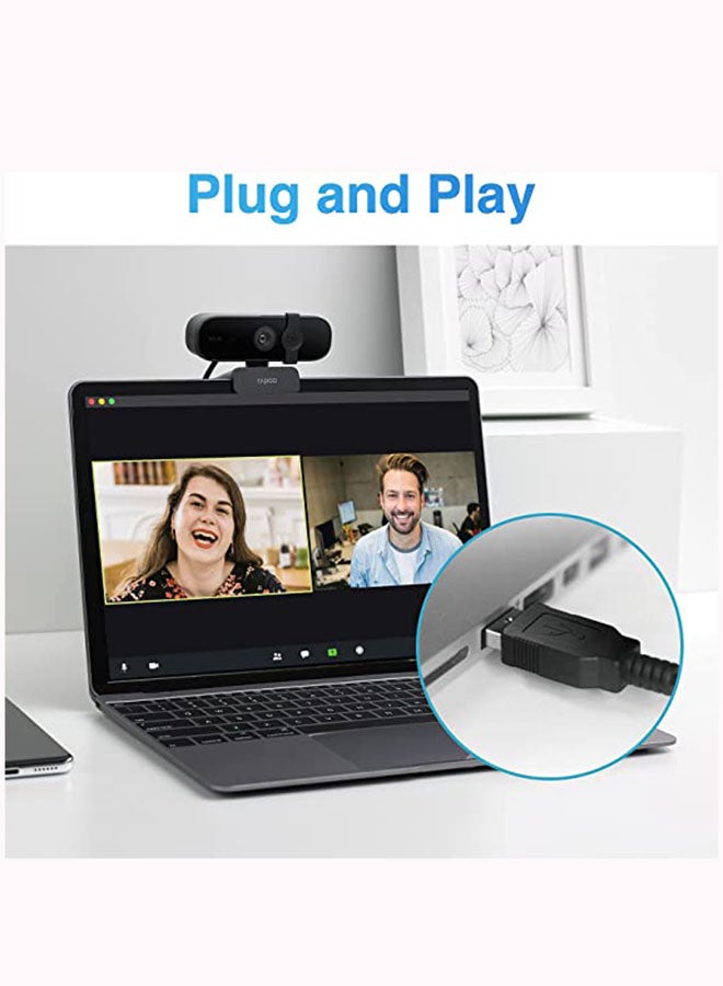 Rapoo Webcam USB2.0 HD 2K With Mic Black - Image 5