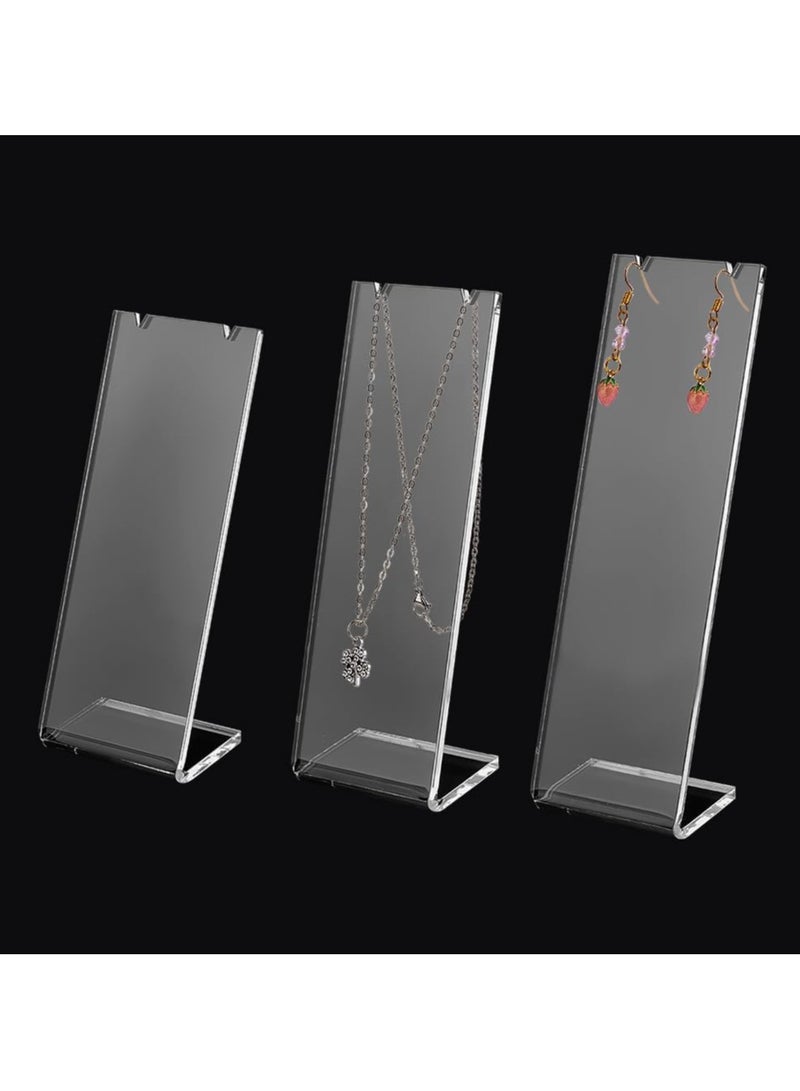 TPGP 3 Pcs L-Shape Acrylic Necklace Stand 15.2/17.3/19cm Clear Slant Back Necklace Display Holder Jewelry Organizer for Necklace Long Chain Pendant Earring Jewelry Storage Rack for Retail - Image 1