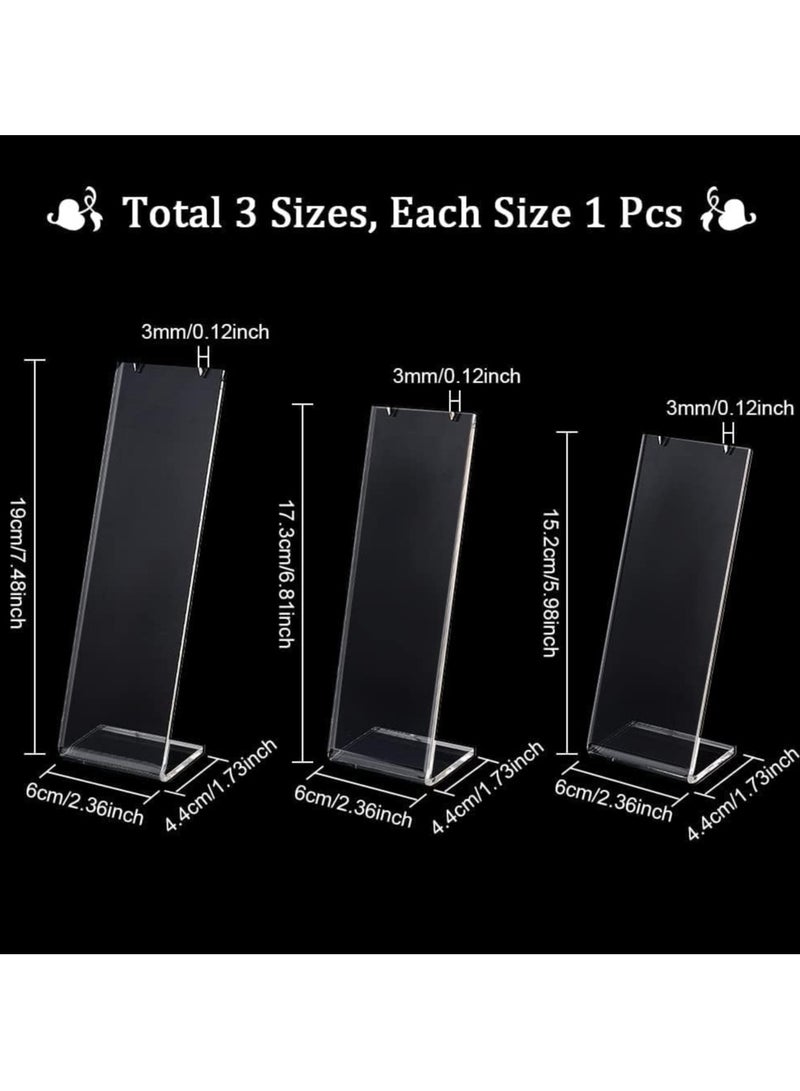 TPGP 3 Pcs L-Shape Acrylic Necklace Stand 15.2/17.3/19cm Clear Slant Back Necklace Display Holder Jewelry Organizer for Necklace Long Chain Pendant Earring Jewelry Storage Rack for Retail - Image 3