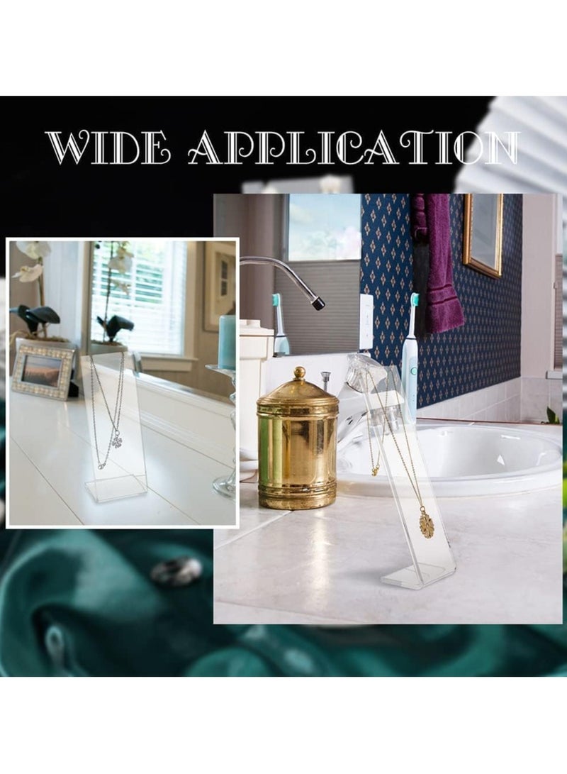 TPGP 3 Pcs L-Shape Acrylic Necklace Stand 15.2/17.3/19cm Clear Slant Back Necklace Display Holder Jewelry Organizer for Necklace Long Chain Pendant Earring Jewelry Storage Rack for Retail - Image 5