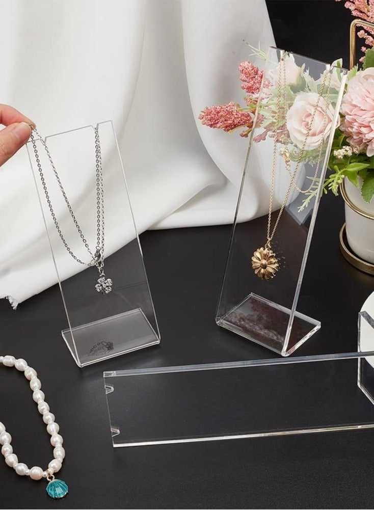 TPGP 3 Pcs L-Shape Acrylic Necklace Stand 15.2/17.3/19cm Clear Slant Back Necklace Display Holder Jewelry Organizer for Necklace Long Chain Pendant Earring Jewelry Storage Rack for Retail - Image 2