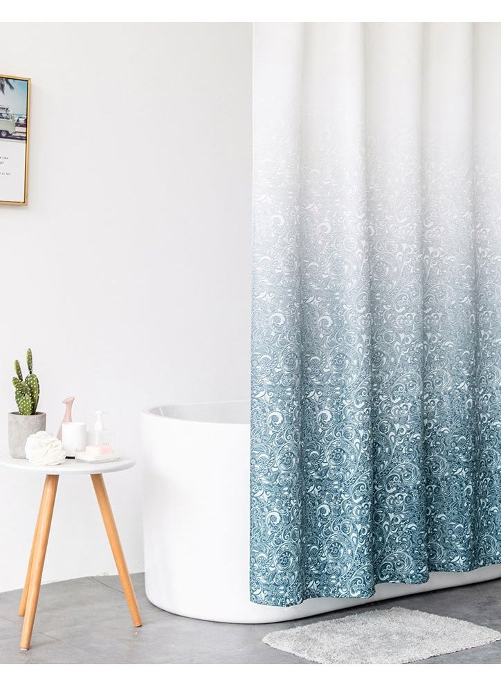 Haidue Gradient Shower Curtain For Bathroom - Decorative Roland Shower Liner - Household Printed Shower Curtain Set With Hooks - Bath Curtain 200W x 200H  - Image 2