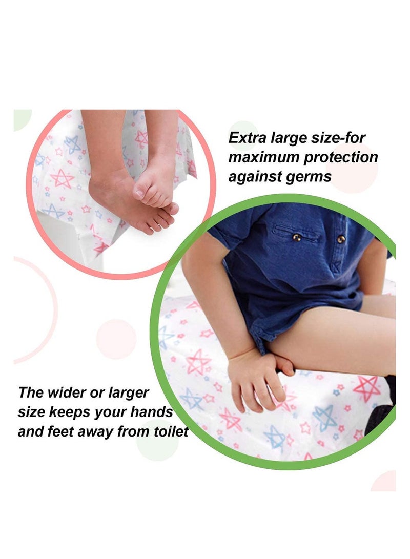 أغطية مقاعد المرحاض القابلة للتصرف كبيرة جداً، 30 عبوة مقاومة للماء ومغلفة بشكل فردي، حل سفر محمول لدورات المياه العامة، مثالي للبالغين والأطفال وتدريب الأطفال على استخدام المرحاض - Image 5