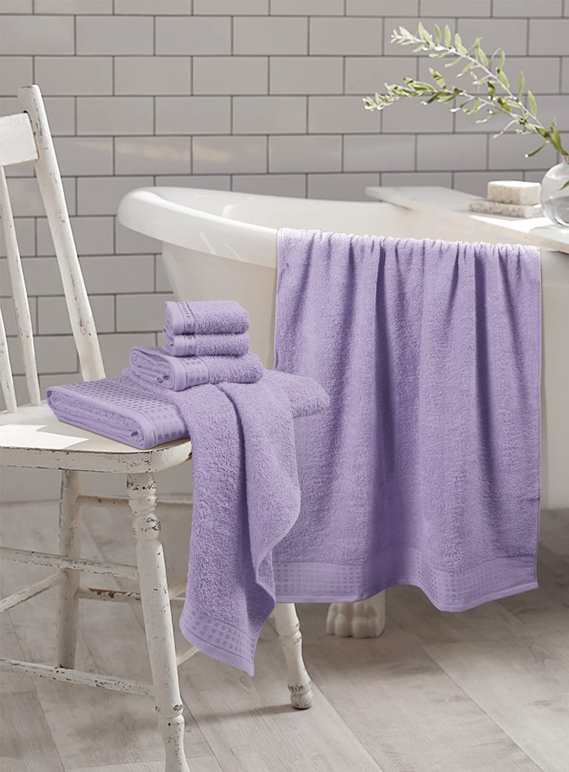 GLAMBURG 100% Cotton Ultra Soft 6 Pack Towel Set  Contains 2 Bath Towels 28x55 Inches  2 Hand Towels 16x24 Inches & 2 Wash Coths 12x12 Inches  Compact Absorbent Lightweight & Quickdry - Purple - Image 3